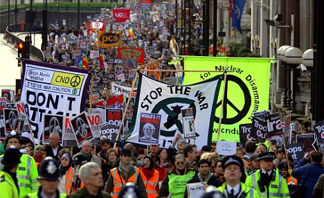 POLITICS Protests 10 British soldier faces 10 years in jail after being arrested during anti war demonstration world war politics philosophy military journalism enforcement censorship